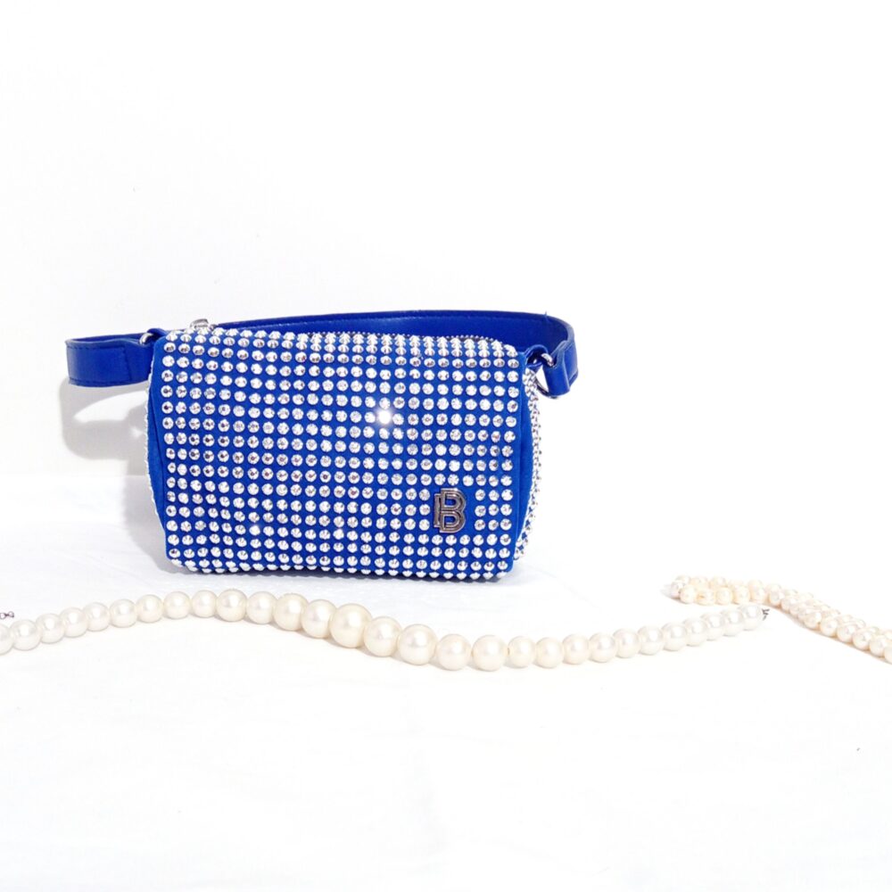 Bag to bag τσάντα ώμου μπλε με στρας.