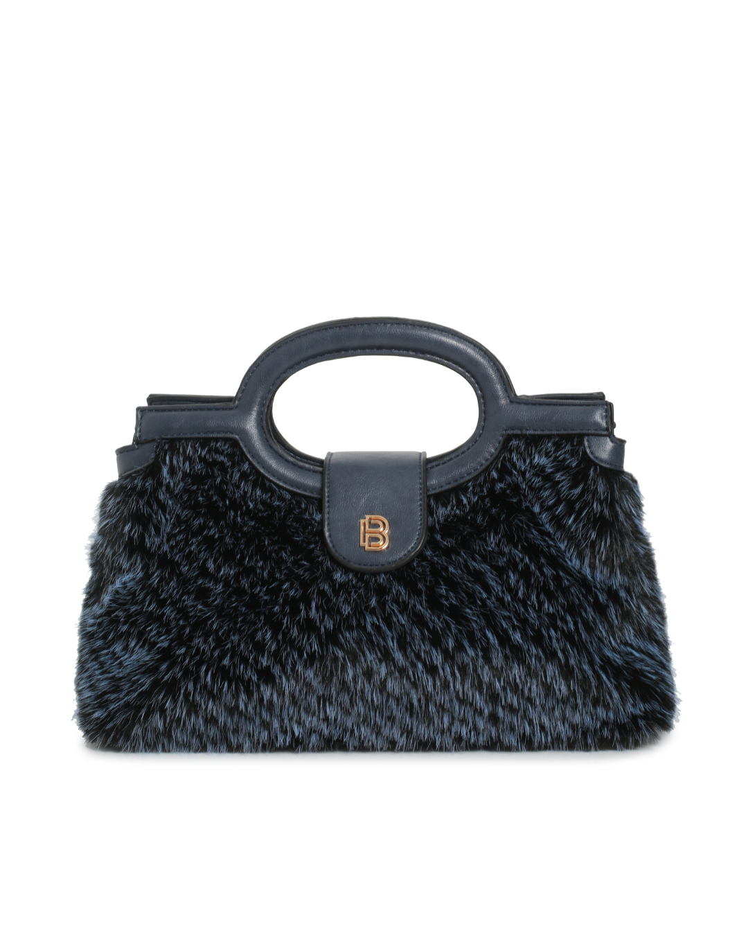 Bag to bag τσάντα μπλέ με απαλή faux γούνα.