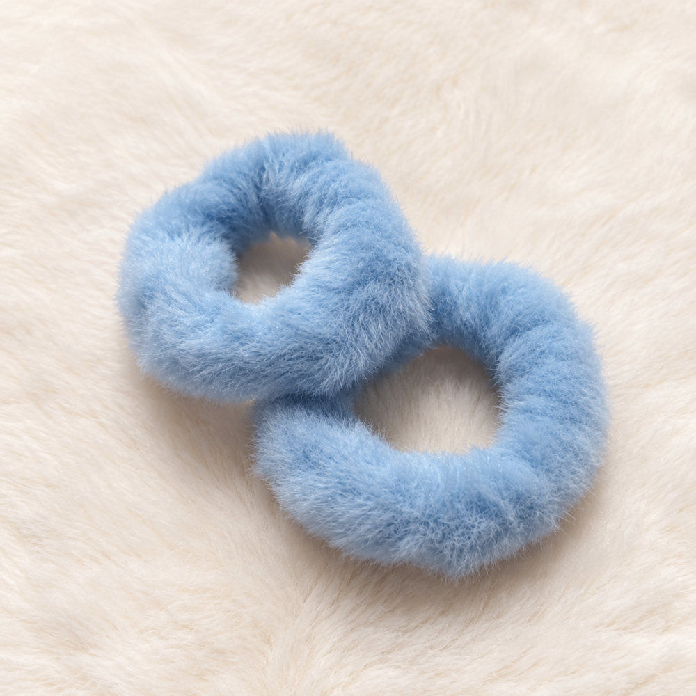 Γούνινα λαστιχάκια μαλλιών scrunchies (Σετ 2 Τεμαχίων)