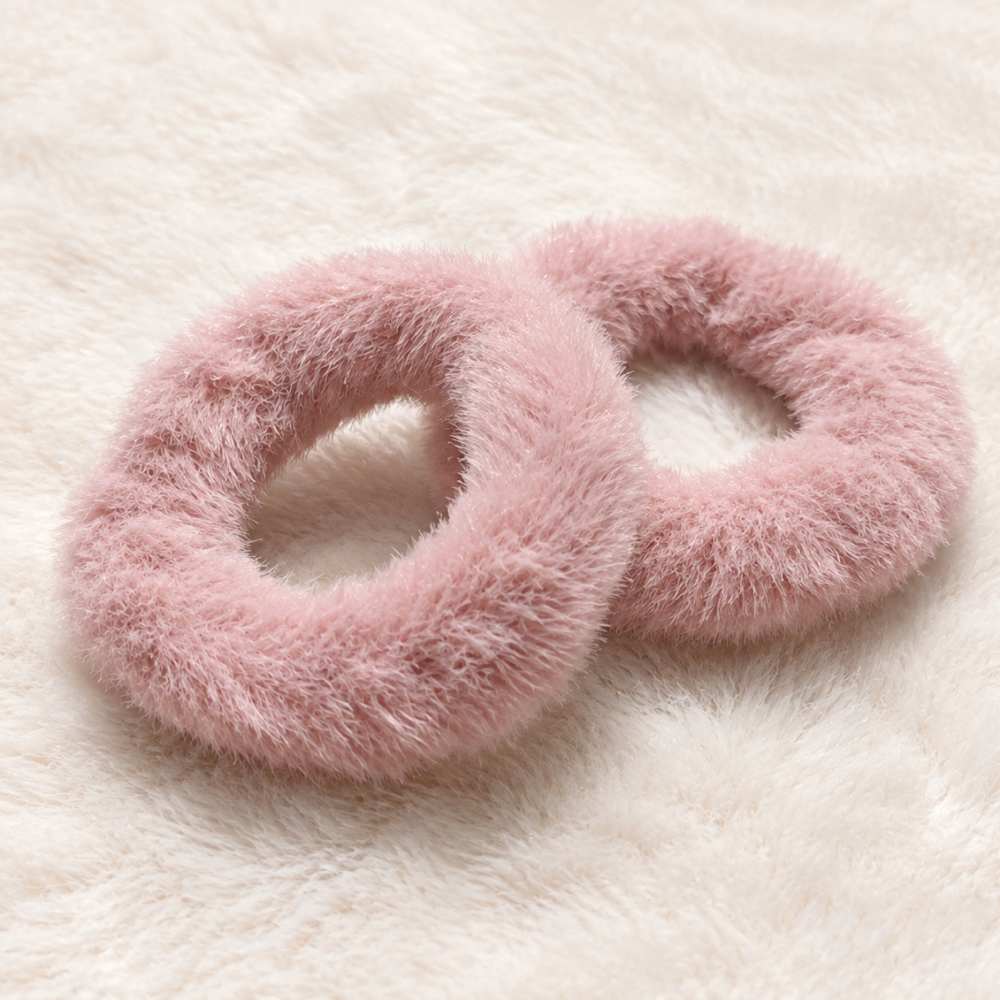 Γούνινα λαστιχάκια μαλλιών scrunchies (Σετ 2 Τεμαχίων).