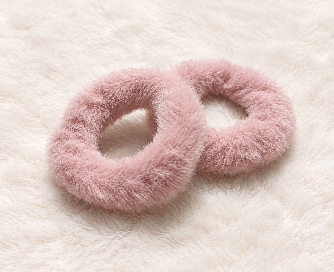 Γούνινα λαστιχάκια μαλλιών scrunchies (Σετ 2 Τεμαχίων).