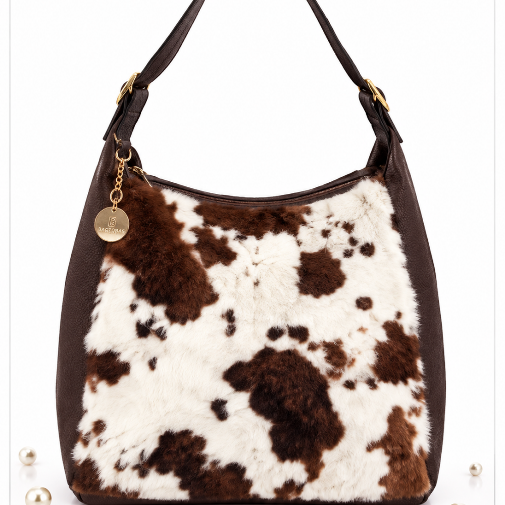 Γυναικεία τσάντα ώμου Bag to Bag με cow print.