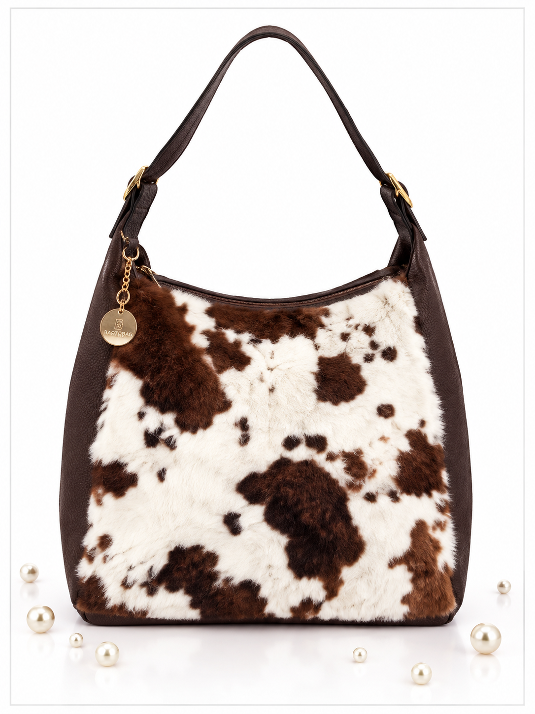 Γυναικεία τσάντα ώμου Bag to Bag με cow print.