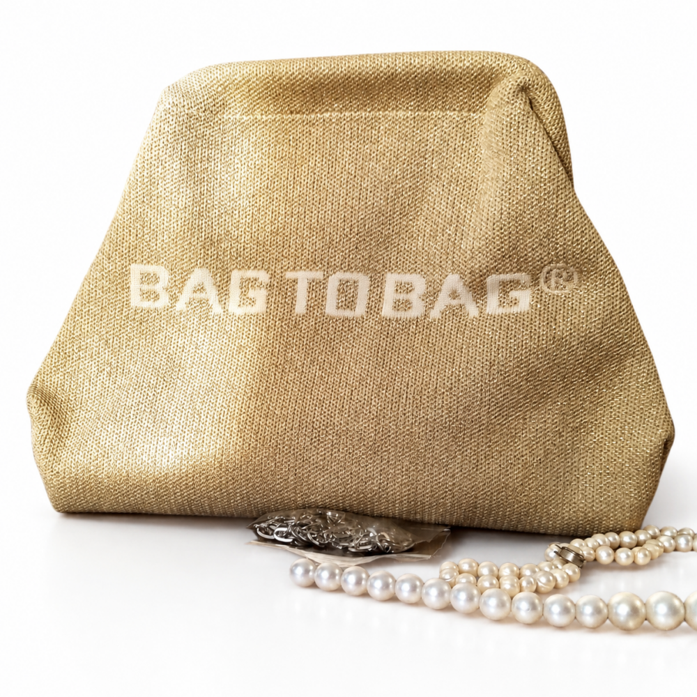 Bag to bag φάκελος / pouch bag με χρυσή λαμπερή πλέξη.
