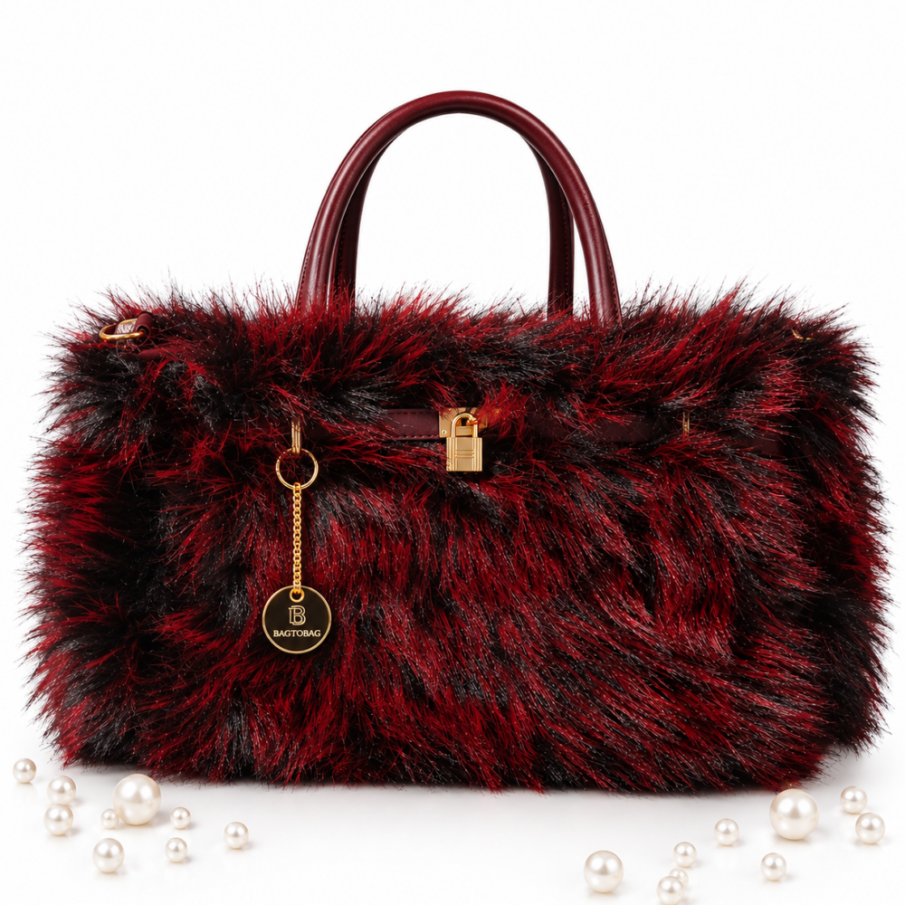 Bag to bag γούνινη τσάντα χειρός μπορντώ.