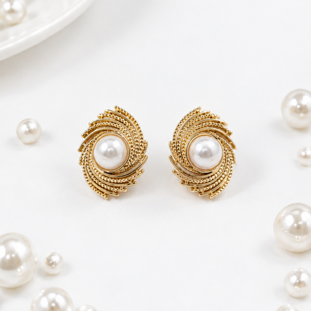 Vintage Pearl spiral σκουλαρίκια.