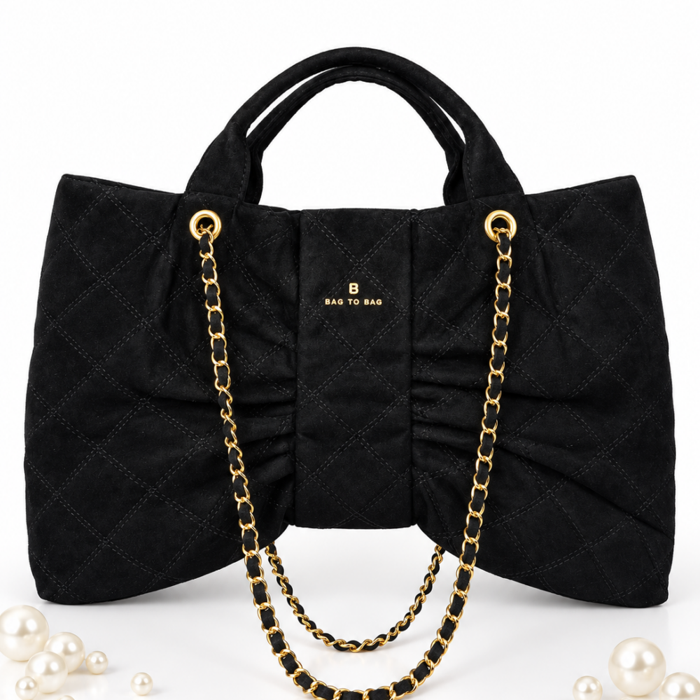 Καπιτονέ τσάντα χειρός & ώμου σουέτ φιόγκος Bag to Bag.